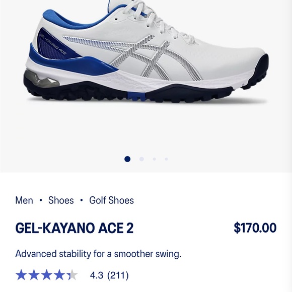 ASICS Men's White and Blue Golf Shoes - Picture 2 of 7